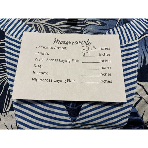 Talbots Hibiscus Palms Tunic XL Blue White VNeck 3/4 Sleeve - Picture 10 of 10